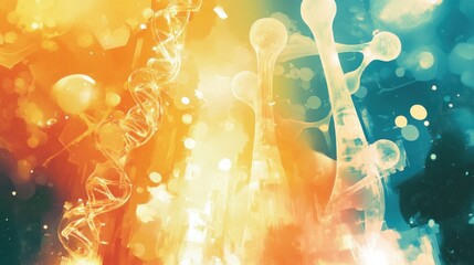 Poster - Abstract artwork depicting DNA and molecular structures