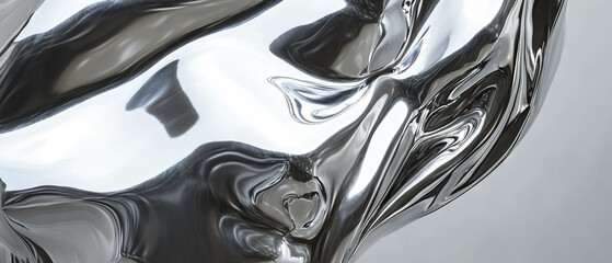 Poster - Polished aluminum surface reflecting light with intricate textures and smooth finish