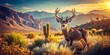 © Arnada - Vintage Style Reno Venado Photo: Majestic Deer in Desert Landscape