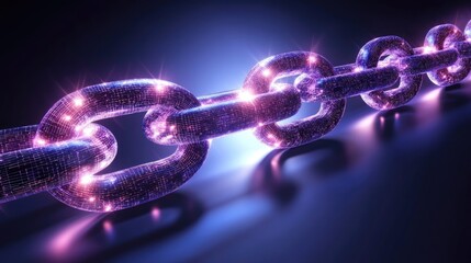 Aufkleber - Illuminated Digital Chain Links Interconnected Securely