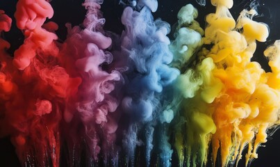 Wall Mural - Extreme close-up abstract of various spectral smoke on black background