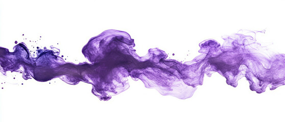 Poster - Rich texture of purple ink flowing gracefully across a white background