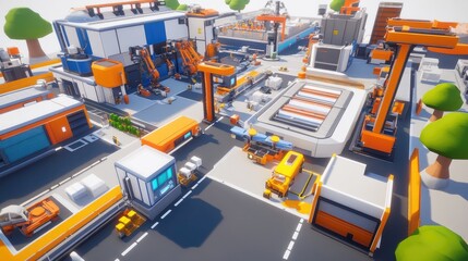Poster - Futuristic Factory Complex Automated Robotic Production Line
