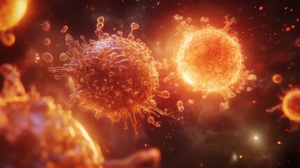 Poster - Fiery Orange Viral Particles In Motion