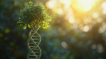 Poster - Nature and science intertwine in a vibrant DNA structure illuminated by sunlight