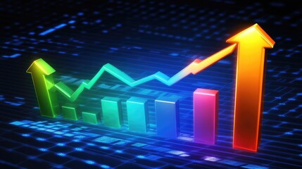 Poster - Colorful Arrows and Bars Illustrating Market Growth