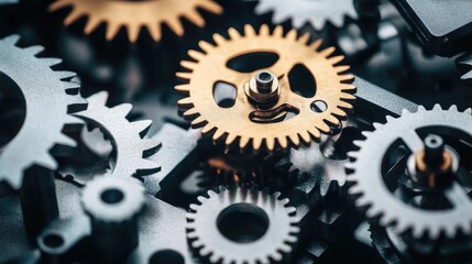 Poster - Interlocking Metal Gears Complex Machine Components