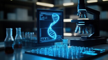 Poster - Modern Genetics Laboratory Research Shows DNA Structure