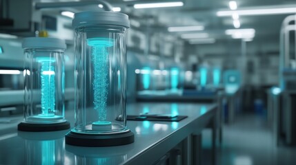 Poster - Futuristic Laboratory Samples In Glass Containers