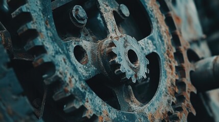 Poster - Rusted Metal Gears Industrial Machinery Closeup