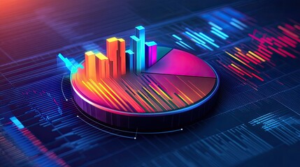 Poster - Vibrant Data Visualization Shows Financial Growth And Market Trends