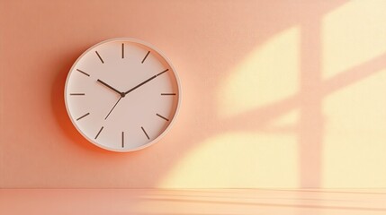 Poster - Minimalist Peach Wall Clock Design Aesthetic
