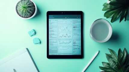 Poster - Tablet displaying financial data graphs and charts
