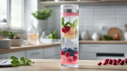 Poster - Refreshing Infused Water with Berries and Mint