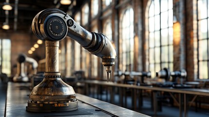 Poster - Industrial Robotic Arm in Factory Setting