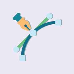 Poster - Stylized Vector Drawing Tool Interface Design With Curves and A Pen With Light Shadow