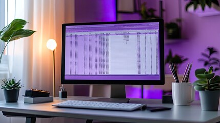Poster - Computer Screen Displays Extensive Spreadsheet Data