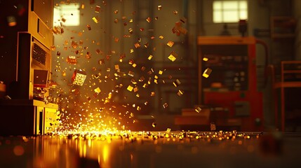 Poster - Molten Metal Fragments Ejecting From Industrial Machinery