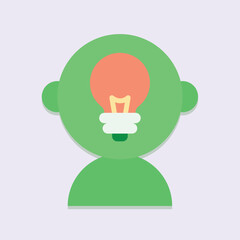 Poster - Abstract depiction of a head with a lightbulb symbolizing an idea or creativity