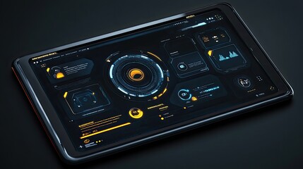 Poster - Futuristic Tablet Displaying Advanced Interface Graphics