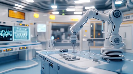 Aufkleber - Robotic Arm in Modern Scientific Laboratory Setting