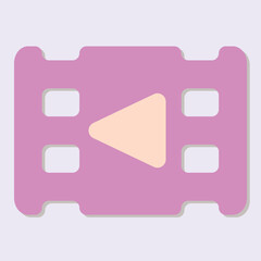 Poster - Stylized Film Reel Icon with Play Symbol in a Light Pastel Color Scheme