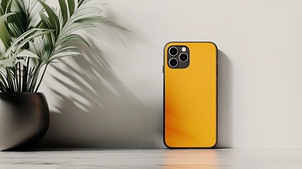 Poster - Yellow Smartphone Beside a Potted Plant