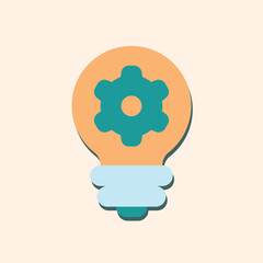 Poster - Stylized Lightbulb Icon with Gear Symbol for Creative Innovation and Ideas