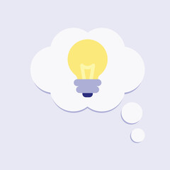 Poster - A glowing light bulb appears inside a thought bubble with two small bubbles trailing behind on a light purple background
