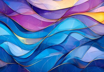 Poster - Modern colorful curved background blue purple wave brig