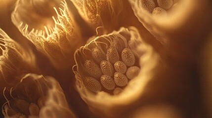 Wall Mural - Golden Flower Seeds Close Up Macro Photography