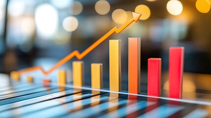 Poster - Upward Trending Bar Graph Shows Growth Progress