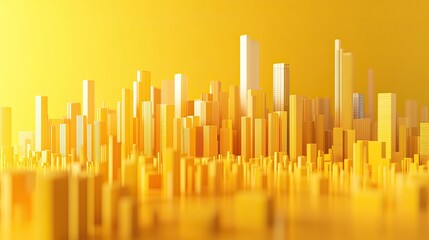 Poster - Golden Cityscape Abstract Architectural Rendering