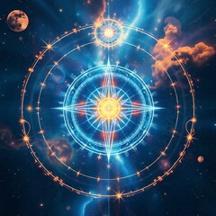 Wall Mural - Celestial Cosmic Energy Star Mandala