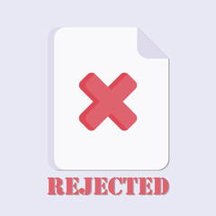Poster - Illustration of a document with a red X symbol and the text REJECTED