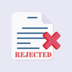 Poster - Document with a red X mark and the word REJECTED indicating disapproval or failure