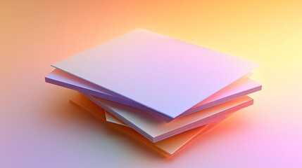 Poster - Stacked Pastel Colored Paper Sheets on a Gradient Background