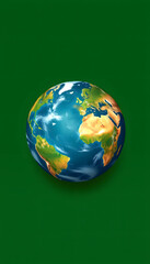 Wall Mural - Planet Earth top view green background, pop-art, with white tones