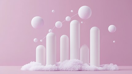 Poster - Abstract White Cylinders and Spheres Ascending Graphically