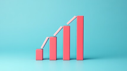Poster - Pink blocks ascending in a growth chart pattern