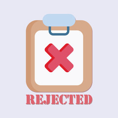 Poster - A red X mark over a clipboard with the word rejected in red over a gray background