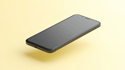 Poster - Black Smartphone Levitation Yellow Background