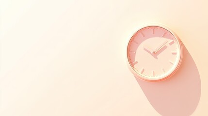 Poster - Pastel Pink Clock on a Light Background Wall
