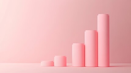 Aufkleber - Pink Cylinders Ascending Against a Pastel Background