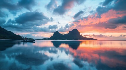 Wall Mural - seascape in early morning sunrise over sea nature landscape