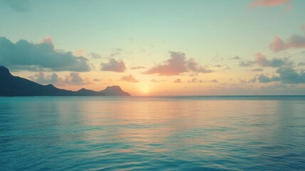 Wall Mural - seascape in early morning sunrise over sea nature landscape