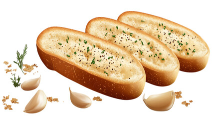 Wall Mural - baked garlic bread isolated on transparent background