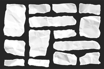 Wall Mural - ripped paper strips. realistic crumpled paper scraps with torn edges. shreds of notebook, book or ol