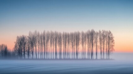 Wall Mural - as dawn breaks, a magical mist blankets the forest, shrouding the towering trees in mystery and crea