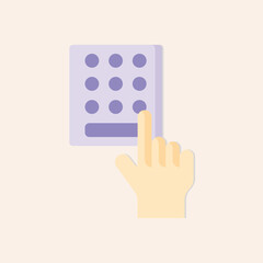 Poster - A minimalist illustration of a hand using a dial pad on a light background